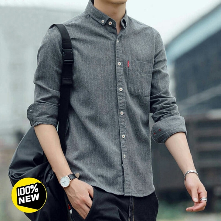 【包邮】衬衫男长袖2021新款韩版修身中青...