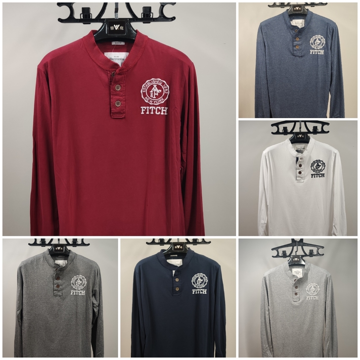 断码处理男士AF纯棉圆领长袖T恤衬衫宽松版...