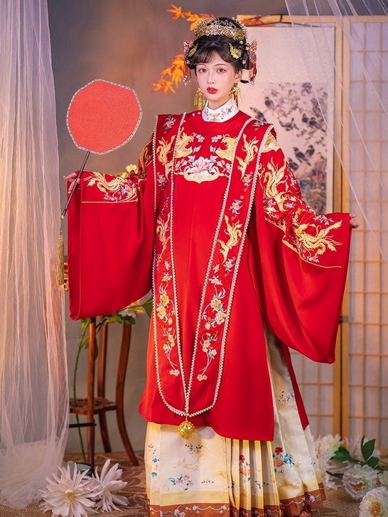 花神记凤求凰明制婚服汉服女秋冬圆领长袄马面...