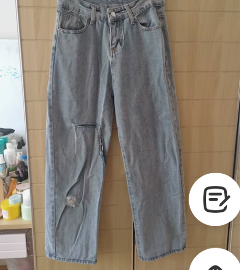 春秋直筒牛仔裤全新 L码 软牛仔 浅蓝色 ...
