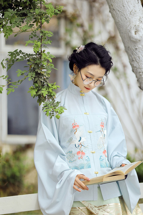 兰若庭汉服 望水云鹤 明制 立领 补服 暗...