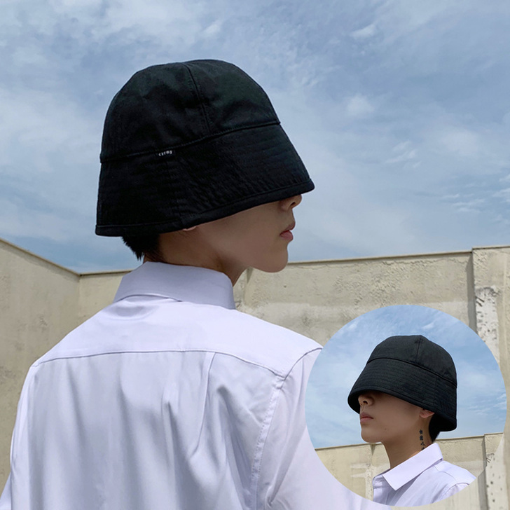 帽子潮日式圆顶纯色渔夫帽遮阳帽防晒帽青年时...