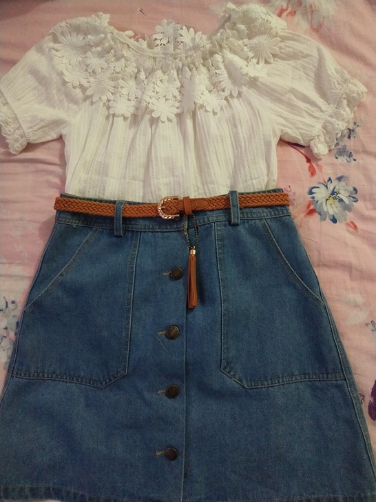 牛仔A字裙高腰夏韩版显瘦裙子 裙