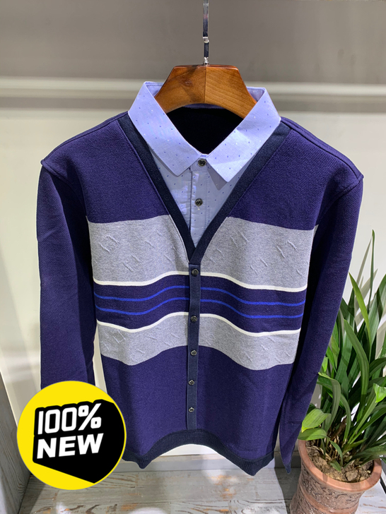 『断码福利款』男士加绒保暖假两件长袖宽松T...