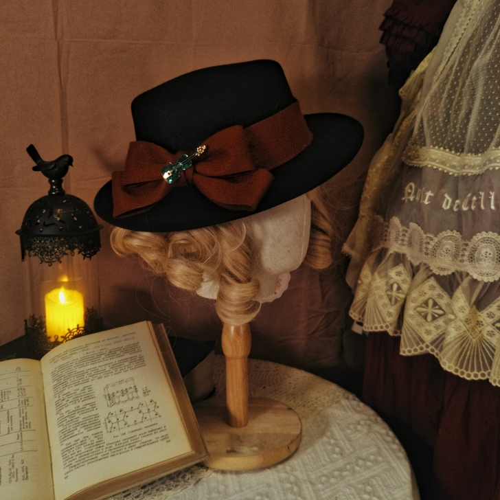 复古毛呢帽英伦宽檐平顶小礼帽百搭秋冬潮遮阳...