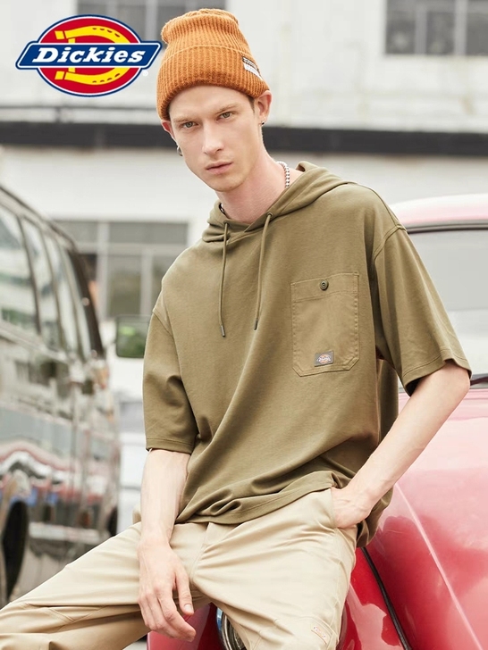 新款正品Dickies连帽抽绳短袖T恤 0...