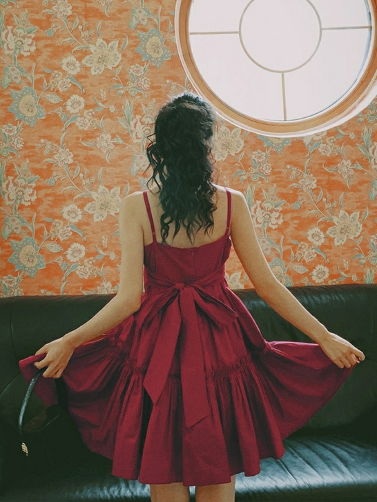 女装小个子性感吊带裙子辣妹炸街红色连衣裙公...