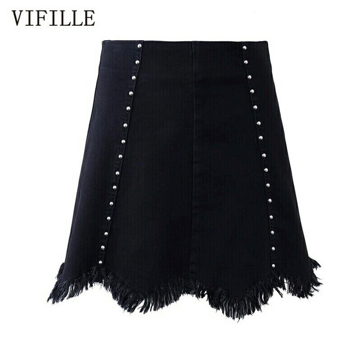 VIFILLE瑞飞儿专柜款A摆铆钉花瓣型半...