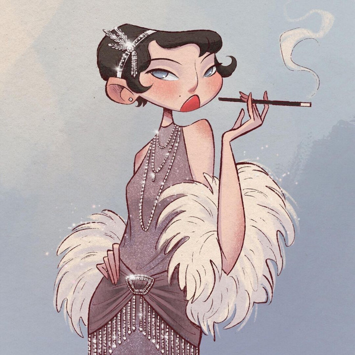 手绘欧美风人少女人物角色设计线稿配色涂色参...