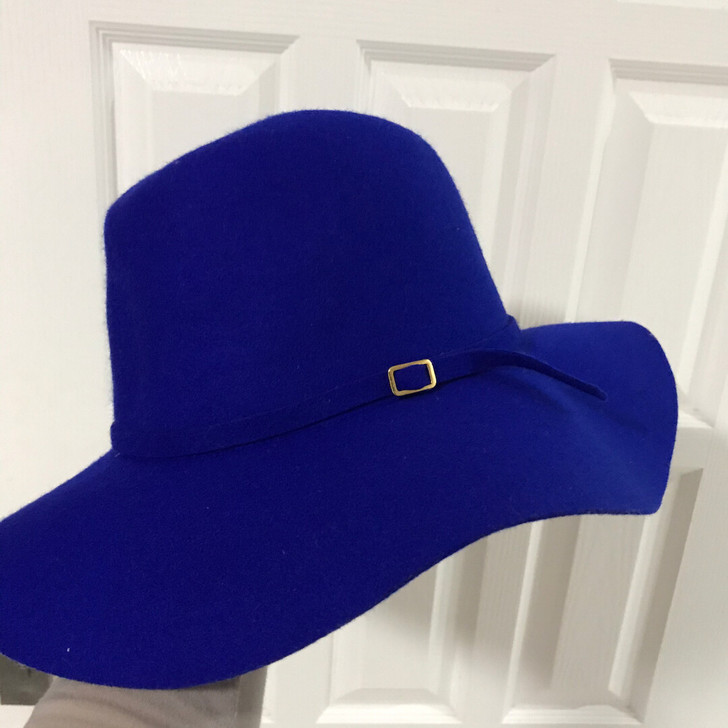 韩国正品 宝蓝色时尚羊毛礼帽 帽子