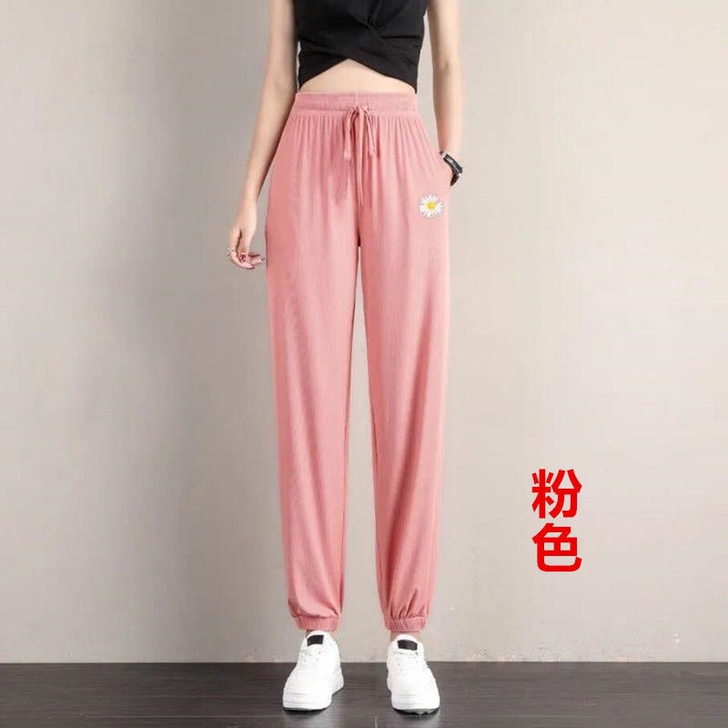 冰丝裤女宽松束脚夏季薄款休闲卫裤垂感显瘦大...