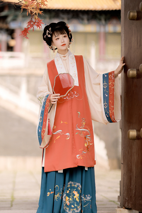 新款檀香阁原创汉服【金鱼花火 】明制立领对...