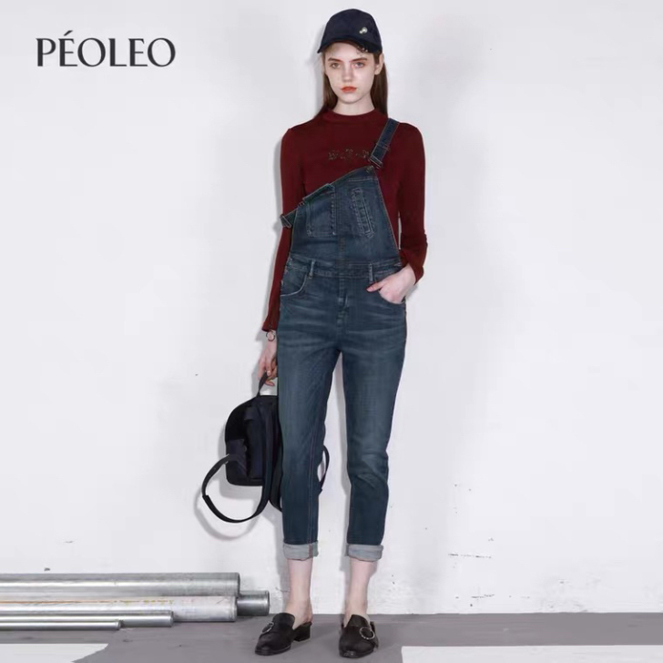 Peoleo飘蕾背带牛仔裤，全新带吊牌m码