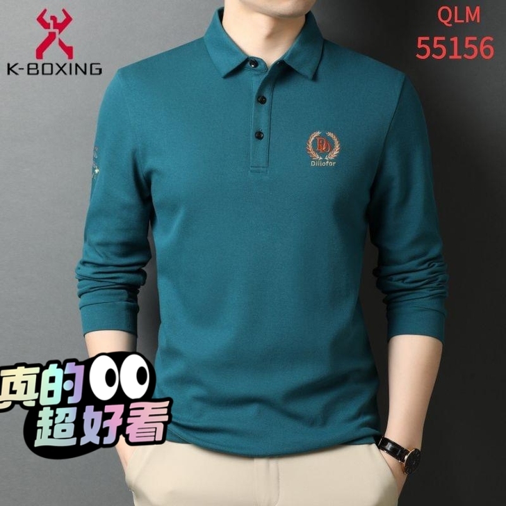 劲霸高端长袖t恤男春秋款翻领刺绣polo衫...