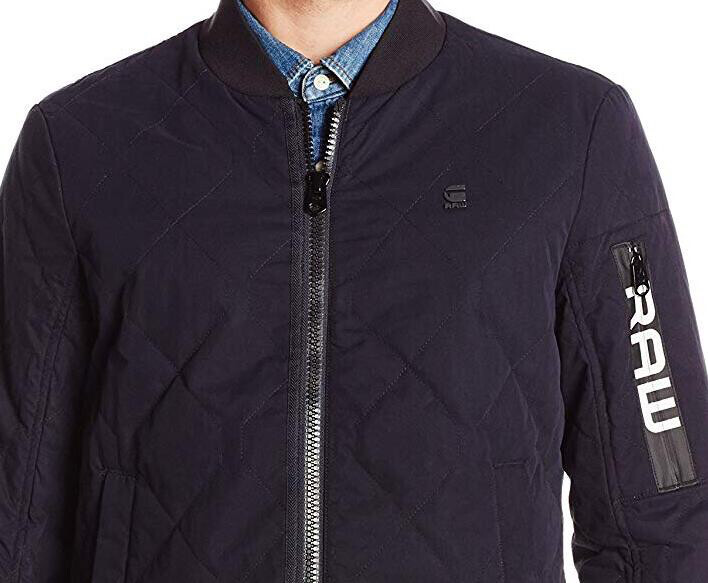 gstar raw菱形格绗缝棒球棉服夹克，...