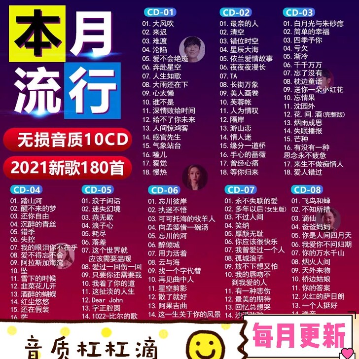 汽车载cd碟片2021流行歌曲车用歌碟音乐...
