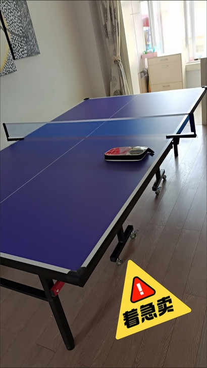 清仓处理！乒乓球桌家用全新室内标准折叠带轮...