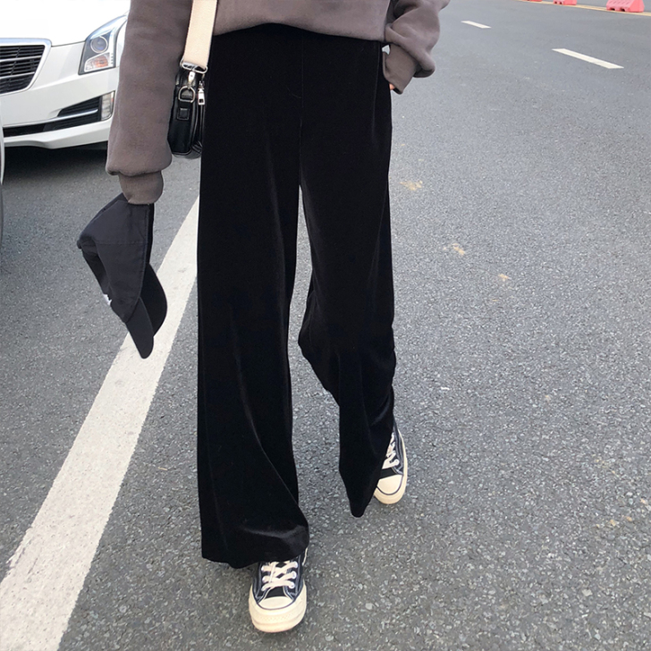 2019新款cec裤女直筒阔腿裤高腰垂感休...