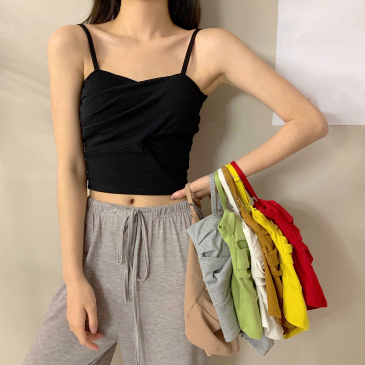 夏内搭性感黑色小吊带打底背心女抹胸美背短款...