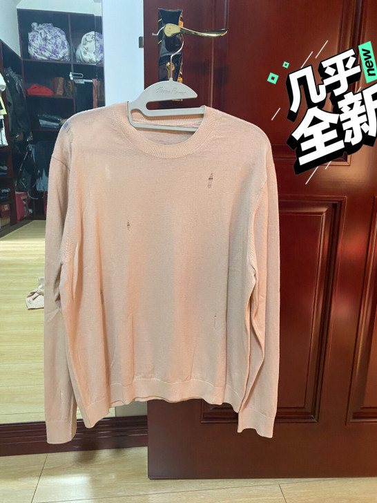 JNBY 专柜正品 破洞羊绒衫 很淡的粉色...