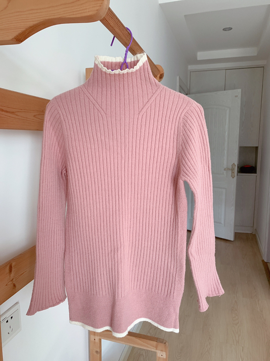 it michaa粉色毛衣套头针织衫，粉粉...