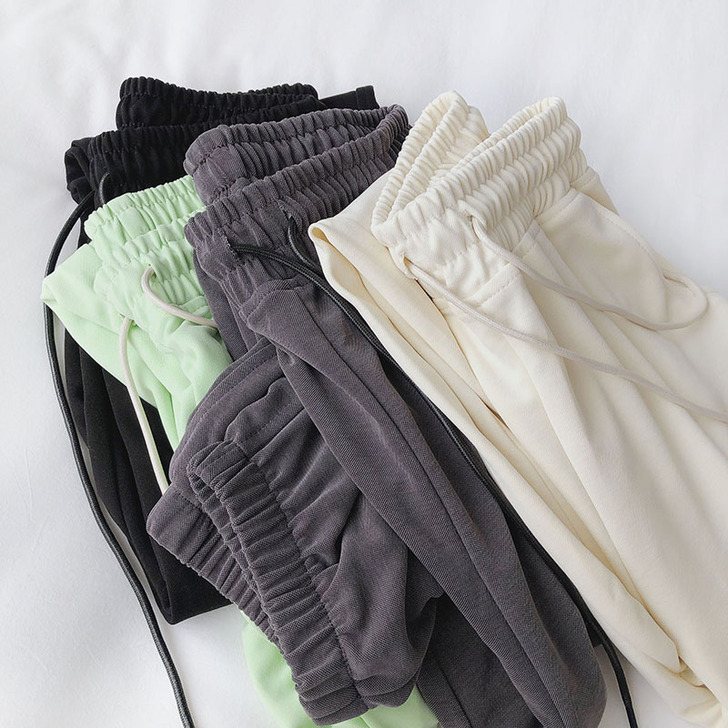 软糯垂感！温柔夏季薄款运动裤女宽松束脚哈伦...