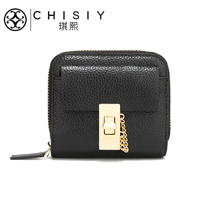 琪熙全新 真皮女士短款小钱包女零钱包薄拉链...