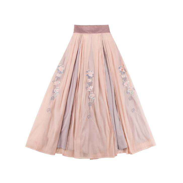 汉尚华莲传统汉服女装大袖交领襦裙双层齐腰折...