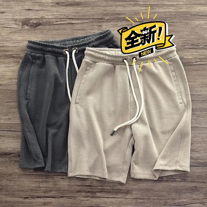夏季五分男裤针织日系复古做旧帅气短裤男休闲...