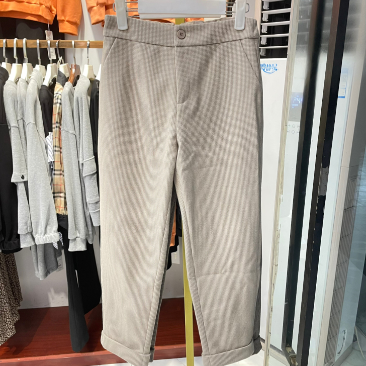 品牌丝珂秋小直筒秋冬款复古风细千鸟格裤子