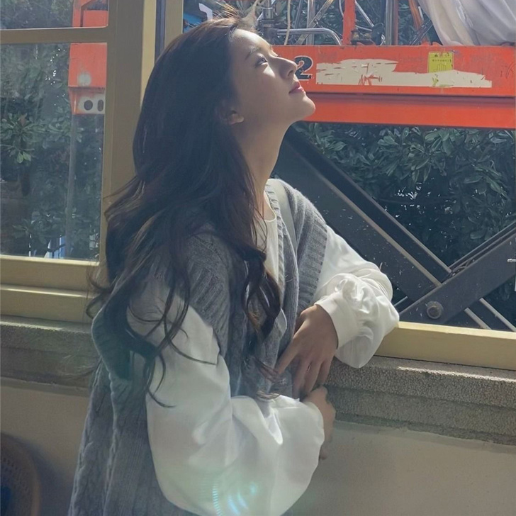 赵露思同款灰色毛衣马甲背心外穿两件套秋冬外...