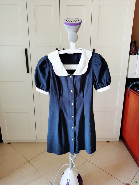 113潮汇专柜娃娃领收腰连衣裙