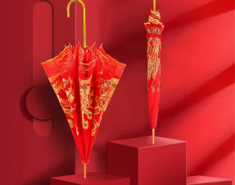 【38活动价】红伞婚庆结婚出嫁伞蕾丝花边刺...