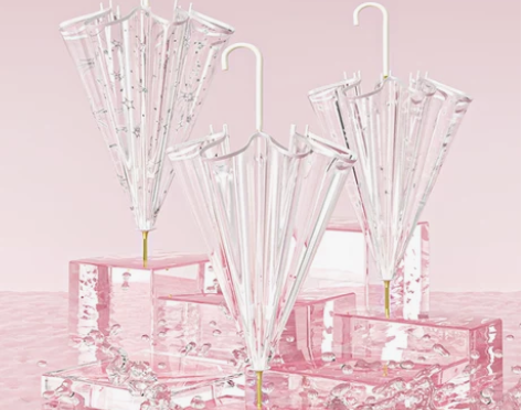 2021白色poe透明雨伞长柄透明伞女网红...