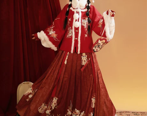 【礼遇价】原创明制汉服女拜年秋冬季中国风红...