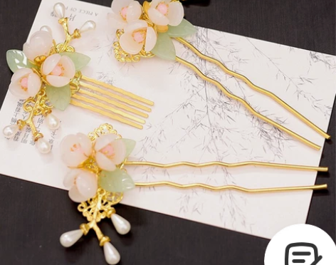 (全新包邮)古风头饰套装发钗发梳学生汉服古...