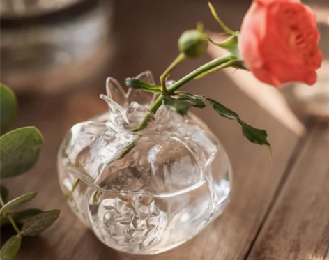 日式手作小石榴玻璃花瓶桌面绿萝水培插花迷你...