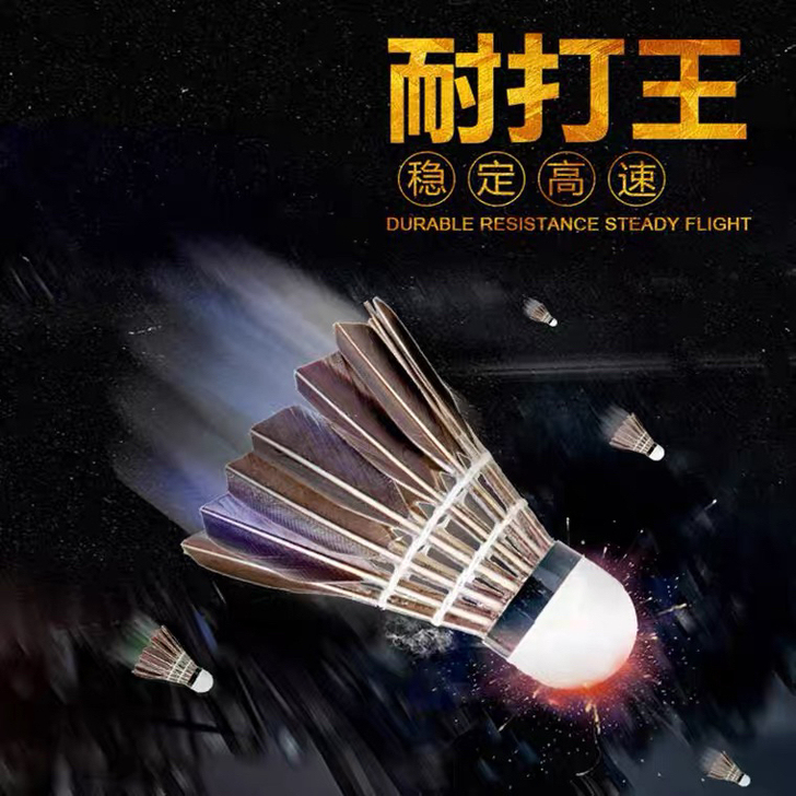 厂家直销12只装无标黑鹅毛羽毛球稳定耐打室...