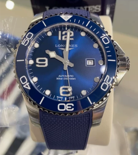 浪琴康卡斯陶瓷圈蓝盘自动机械男表L3.78...