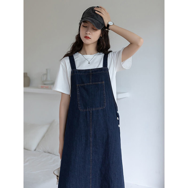 牛仔背带裙女夏季新款韩版宽松显瘦裙子复古中...