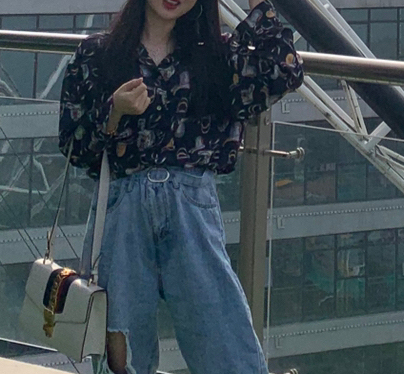 中古印花衬衫  日本买的 图一为我上身图