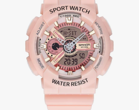 三达学生多功能个性手表双显夜光电子表运动防...