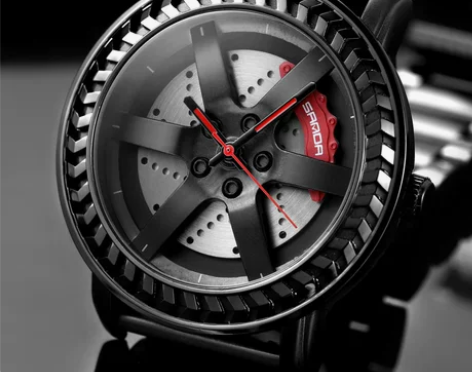 汽车轮毂手表男士创意防水立体刹车卡钳概念镂...