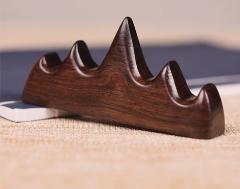 黑梓木笔山毛笔架笔搁书法用具笔挂实木创意笔...