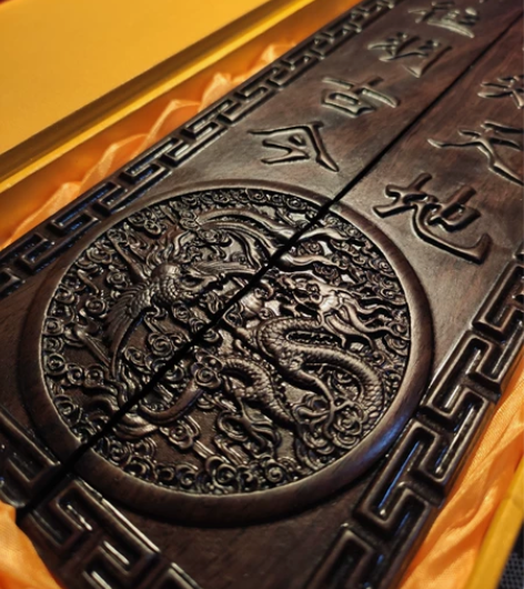 玉水湖  黑檀木38cm浮雕实木镇尺镇纸 ...