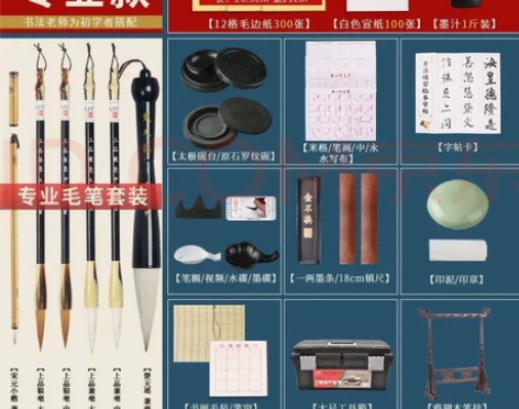 成竹堂 毛笔套装初学者文房四宝套装笔墨纸砚...