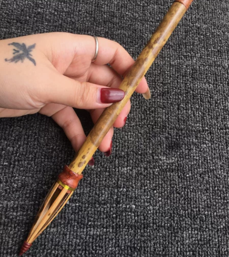 湘妃竹纯狼毫毛笔,口径0.7厘米,出峰2....