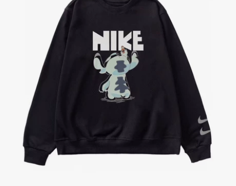 NIKE耐克联名史迪仔字母大印花情侣宽松圆...