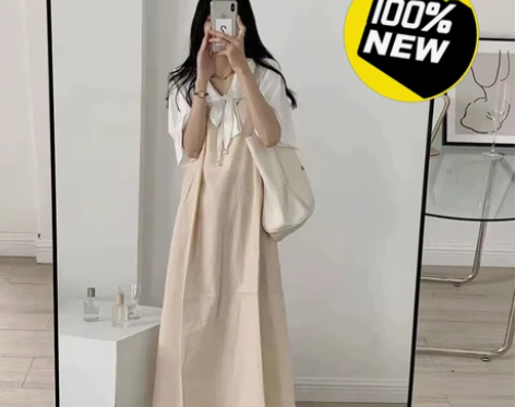 纯色吊带裙甜美清新学院风学生裙女蝴蝶结衬衫...