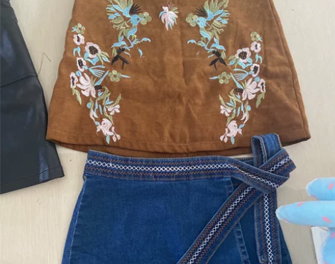 中古刺绣半身裙A字裙 L码 九新 感兴趣的...